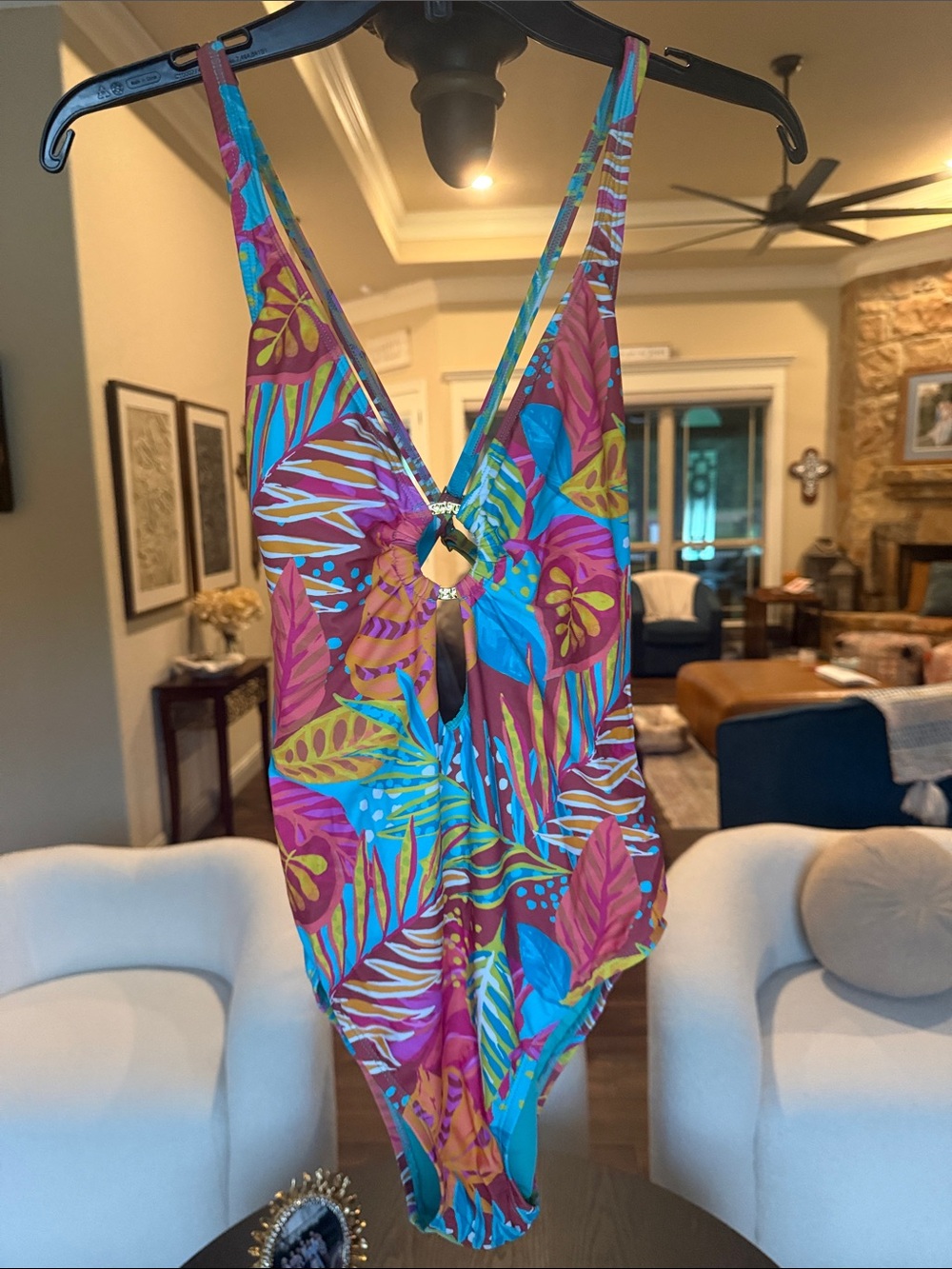 Bleu Rod Beattie Tropical Leaf Multicolor One-Piece Swimsuit